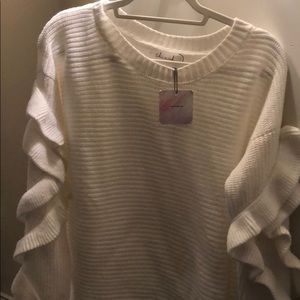 White knit cotton sweater